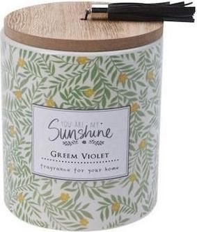 Κερί Αρωματικό "Sunshine" με Ξύλινο Καπάκι 9x11,7cm Greem Violet
