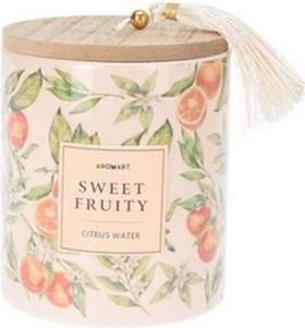 Κερί Αρωματικό "Sweet Fruity" με Ξύλινο Καπάκι 9x11,7cm Citrus Water