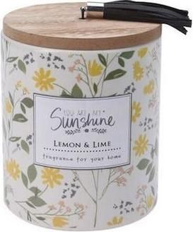 Κερί Αρωματικό "Sunshine" με Ξύλινο Καπάκι 9x11,7cm Lemon - Lime