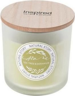Κερί Αρωματικό Next Deco "Natural Story" με Ξύλινο Καπάκι 10x10cm Tea Tree - Geranium