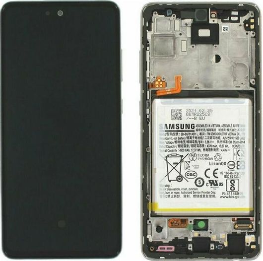 Οθόνη Samsung Service Pack Χωρίς Μπαταρία με Μηχανισμό Αφής & Πλαίσιο για Galaxy A52 Μπλε