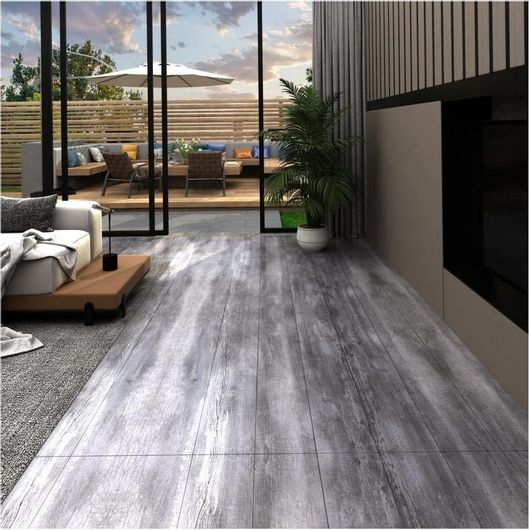 Πλαστικό Δάπεδο vidaXL Γκρι Ματ Ξύλο 5.21 m² / 2mm PVC Γκρι