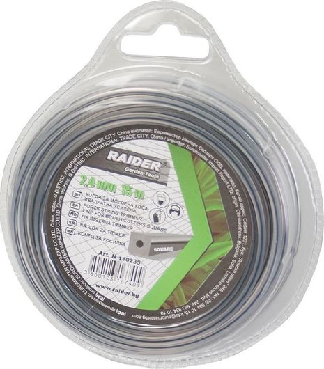 Μεσινέζα για Χορτοκοπτικό Πετονιά Raider 110286 Τετράγωνη Ανθρακόνημα 4.5mmx5m