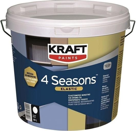 Πλαστικό Χρώμα Kraft 4 Seasons Elastic Ακρυλικό Αντιμουχλικό για Εξωτερική Χρήση 10lt