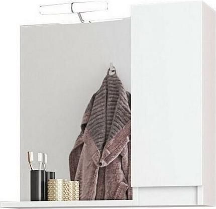 Καθρέπτης Μπάνιου Drop Senso 65 Ορθογώνιος Μοριοσανίδα με Ράφι & Ντουλάπι 60x65cm Λευκό