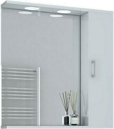 Καθρέπτης Μπάνιου Ritmo White Gloss 75 με Δεξί Ντουλάπι & Φωτισμό 68x15x75cm