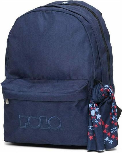 Σχολική Τσάντα Πλάτης Polo Original Double 600D Γυμνασίου - Λυκείου 32x23x40cm Μπλε