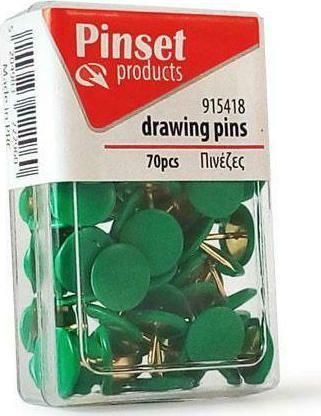 Πινέζες Pinset 70τμχ Πράσινο