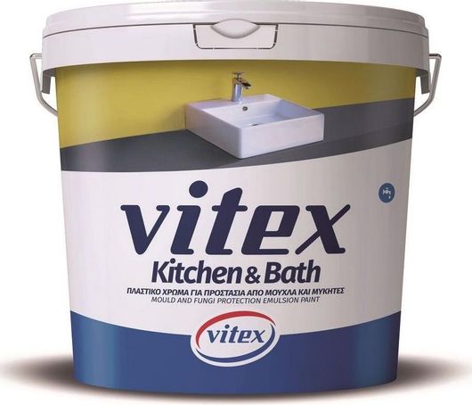 Πλαστικό Χρώμα Vitex Kitchen & Bath 3lt Εσωτερικής Χρήσης για Προστασία από Μούχλα & Μύκητες Λευκό