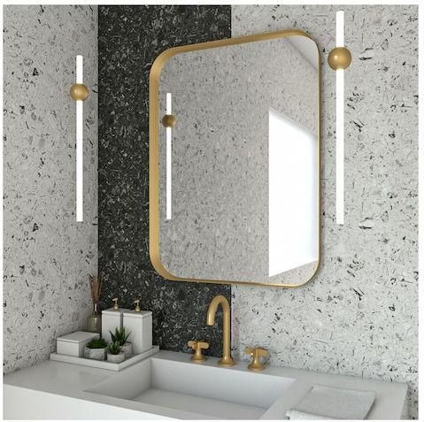 Καθρέπτης Μπάνιου Iron Curved Angle 60x80cm Ορθογώνιος με LED Χρυσό Ματ