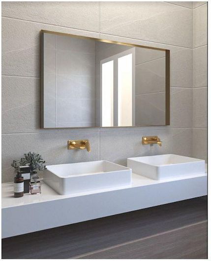 Καθρέπτης Μπάνιου Iron Square Slim 45x90cm με LED Χρυσό