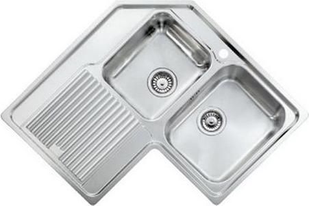 Νεροχύτης Sanitec Zenith 2VD Ένθετος Γωνιακός Inox Σαγρέ 83x83cm Σαγρέ