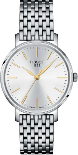Γυναικείο Ρολόι Tissot T-Classic Everytime Lady με Μεταλλικό Μπρασελέ Ασημί