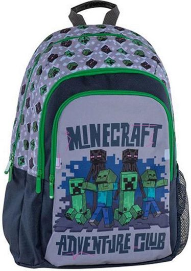 Σχολική Τσάντα Πλάτης Δημοτικού Graffiti Minecraft Adventure Club Μοβ / Πράσινο