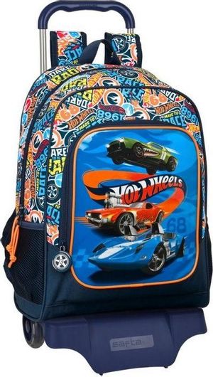Σχολική Τσάντα Τρόλεϊ Δημοτικού Hot Wheels Challenge Ναυτικό Πολύχρωμο