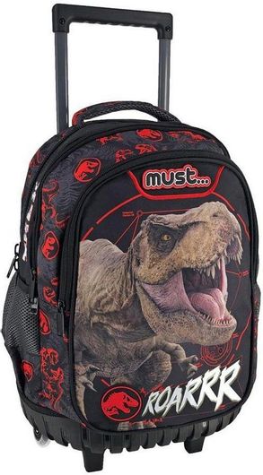Σχολική Τσάντα Τρόλεϊ Δημοτικού Must Jurassic Trex Roarrr Ροζ / Γαλάζιο