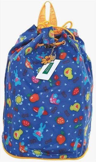 Παιδική Τσάντα Βόλτας Πλάτης Benetton με Σχεδιάκια Υφασμάτινη Μπλε