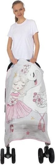 Σκίαστρο Καροτσιού Sevibebe UV Bamboo Swan Γκρι / Ροζ