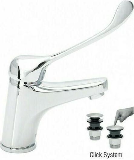 Μπαταρία Νιπτήρα Viospiral Elit με Ορειχάλκινη Βαλβίδα Αναμεικτική ΑΜΕΑ Ασημί