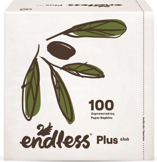 Χαρτοπετσέτα Endless 100 Χαρτοπετσέτες Plus Ελιά 30x30cm