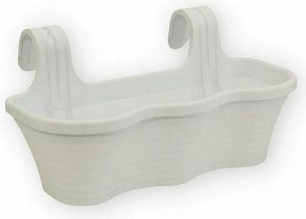 Ζαρντινιέρα Viosarp με Βάση Κρεμαστή για Κάγκελο Τριπλή Λευκή 53x29x25.5cm 10lt