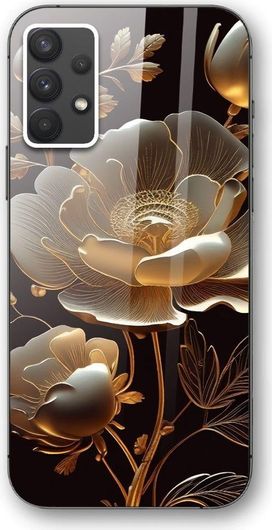 Θήκη Κινητού Back Cover για Samsung Galaxy A32 5G - TPU Glass Effect - Flower Gold Dark 7328