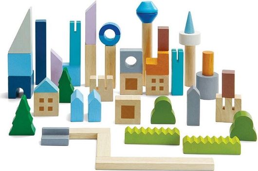 Τουβλάκια Plan Toys Ξύλινα Η Πόλη για 3+ Ετών 45τμχ