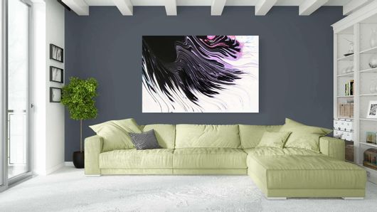 Πίνακας Κοντινό Πλάνο Μιας Ασπρόμαυρης Αφηρημένης Ζωγραφικής 180x120cm