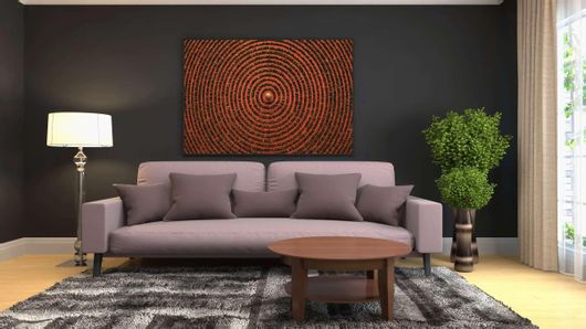 Πίνακας Κόκκινο και Μαύρο Φόντο με Κυκλικό Σχέδιο 50x40cm