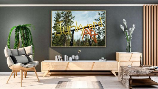 Πίνακας Μια Πινακίδα Για Ένα Πάρκο με Δέντρα στο Παρασκήνιο 200x130cm