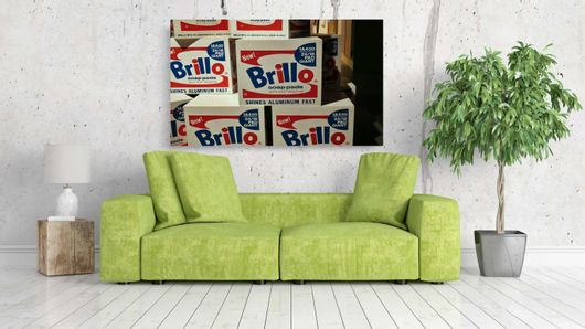 Πίνακας Έξι Κουτιά Σαπούνι Μπρίλο Στοιβάζονται Το Ένα Πάνω στο Άλλο 80x50cm