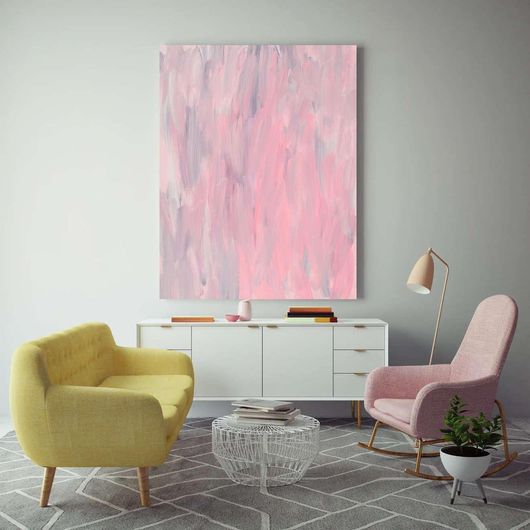 Πίνακας Μια Αφηρημένη Ζωγραφική με Ροζ και Γκρι Χρώματα 40x50cm
