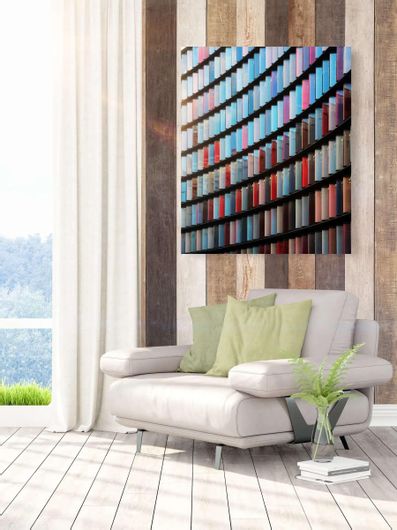 Πίνακας Ένας Τοίχος Από Πολύχρωμα Υαλότουβλα σε Ένα Κτίριο 30x40cm