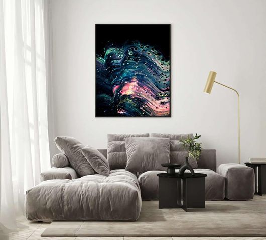 Πίνακας Μια Ζωγραφιά Ενός Κύματος Νερού με Φυσαλίδες 80x120cm