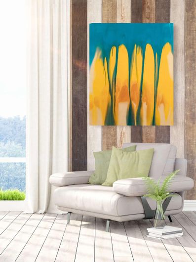 Πίνακας Ένας Αφηρημένος Πίνακας με Κίτρινα και Μπλε Χρώματα 20x30cm