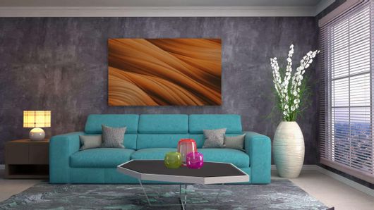 Πίνακας Ένα Πορτοκαλί και Καφέ Φόντο με Κυματιστές Γραμμές 150x100cm