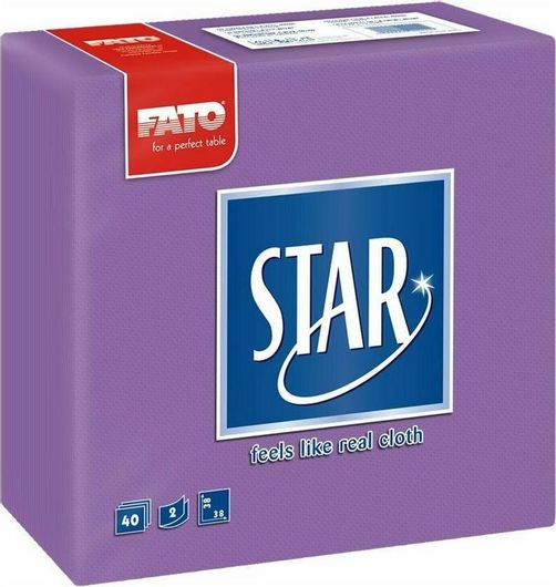 Χαρτοπετσέτα Fato Star 2Φ 38x38cm 40τμχ Μοβ