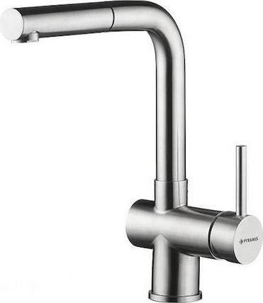 Μπαταρία Κουζίνας Pyramis Capriccio Premium Πάγκου με Ντουζ Inox Ασημί