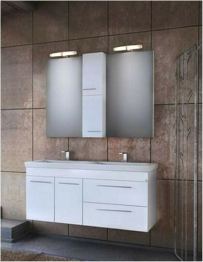 Πάγκος με Νιπτήρα & Καθρέπτη & Στήλη Drop Status 120 116x40x60cm Λευκό