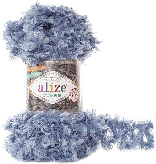 Νήμα Πλεξίματος Alize Puffy Fur Al-6106 100gr Μπλε