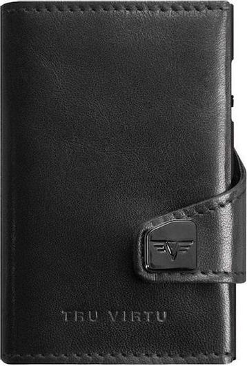 Ανδρικό Πορτοφόλι Καρτών Tru Virtu Click & Slide Δερμάτινο  με RFID & Μηχανισμό Slide Μαύρο