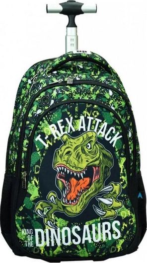 Σχολική Τσάντα Τρόλεϊ Δημοτικού Back Me Up T-Rex Πράσινο