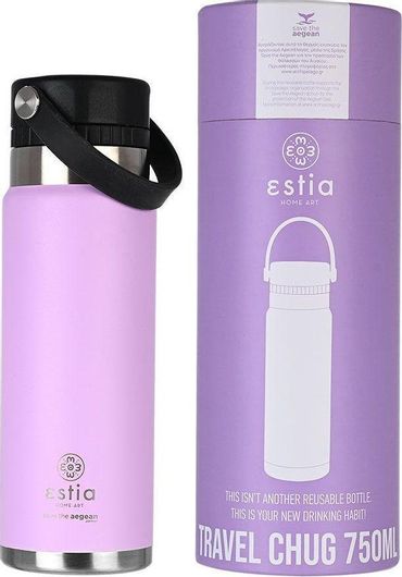 Μπουκάλι Θερμός Estia Travel Chug Save Aegean 0.75lt Inox Lavender Purple