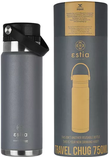 Μπουκάλι Θερμός Estia Travel Chug Save Aegean 0.75lt Inox Fjord Grey