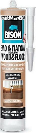 Σφραγιστική Σιλικόνη Bison Wood & Floor Ακρυλική Μαστίχη Ξύλου Καφέ 300ml