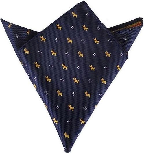 Μαντήλι Τσέπης Κουστουμιού Ποσέτ Σκούρο Μπλε με Λουλούδια & Σκυλάκια