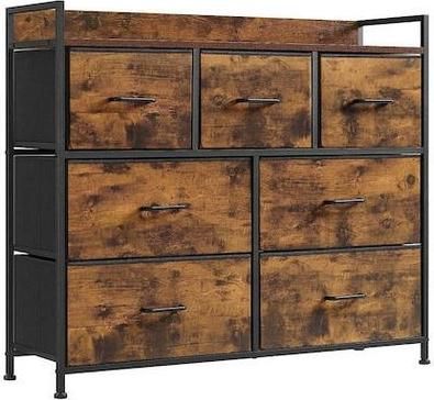 Συρταριέρα Κρεβατοκάμαρας Songmics από Ξύλο & Μέταλλο με 7 συρτάρια 98x28.5x85cm