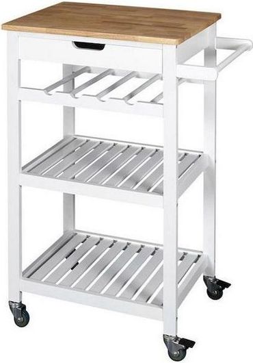 Ραφιέρα Κουζίνας The Home Deco Factory Τρόλεϊ Ξύλινο Λευκό 4 Θέσεων 61x40x84.5cm