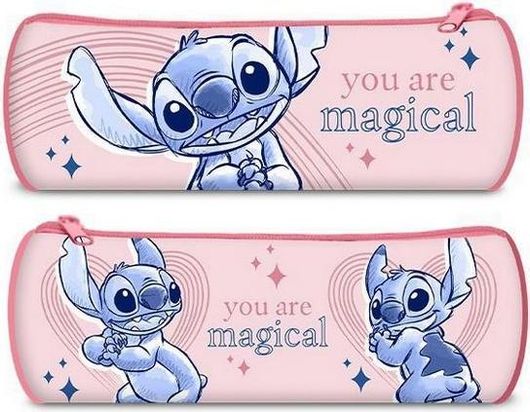 Κασετίνα Stitch Βαρελάκι Ροζ