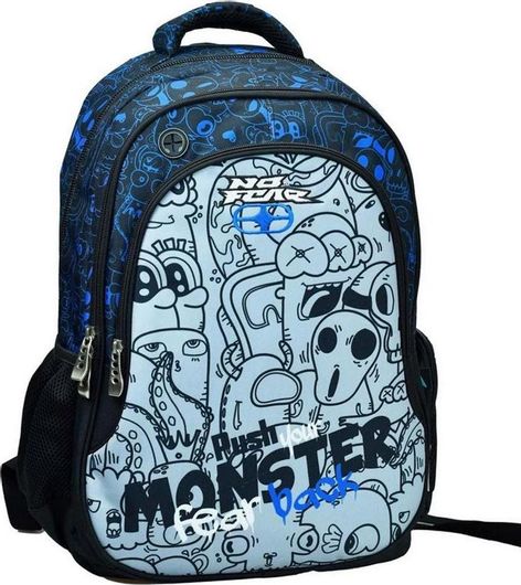 Σχολική Τσάντα Πλάτης Δημοτικού Back Me Up Monster Λευκό